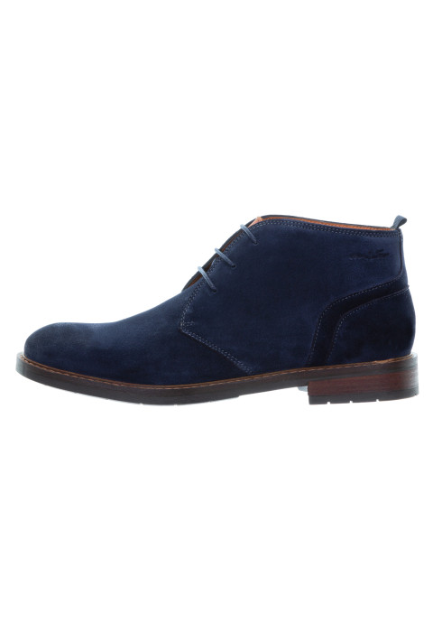 Mittelhoher Boston-Schnürschuh aus blau Wildleder