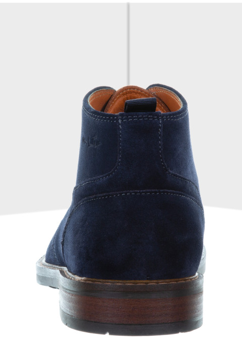 Mittelhoher Boston-Schnürschuh aus blau Wildleder