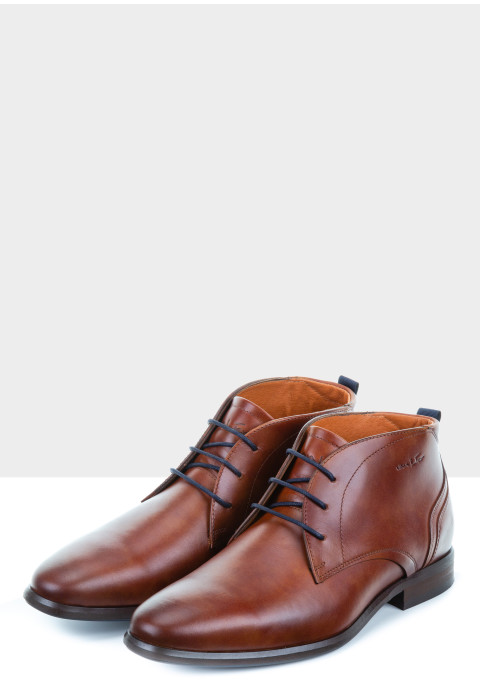 Cognac Erasmo-Schnürschuh aus glattem Leder